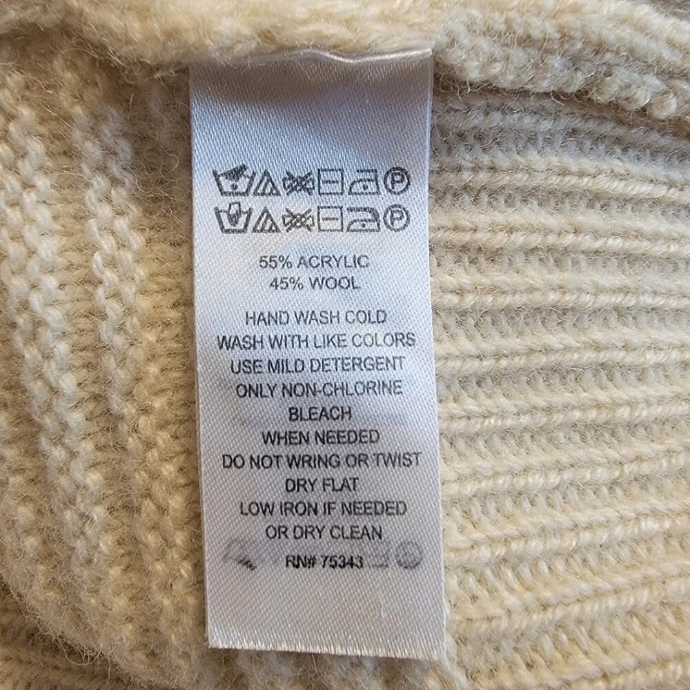 Christian Siriano Wool Blend Ribbed Crew Neck Cream Ivory Knit Sweater Size M - Picture 11 of 13